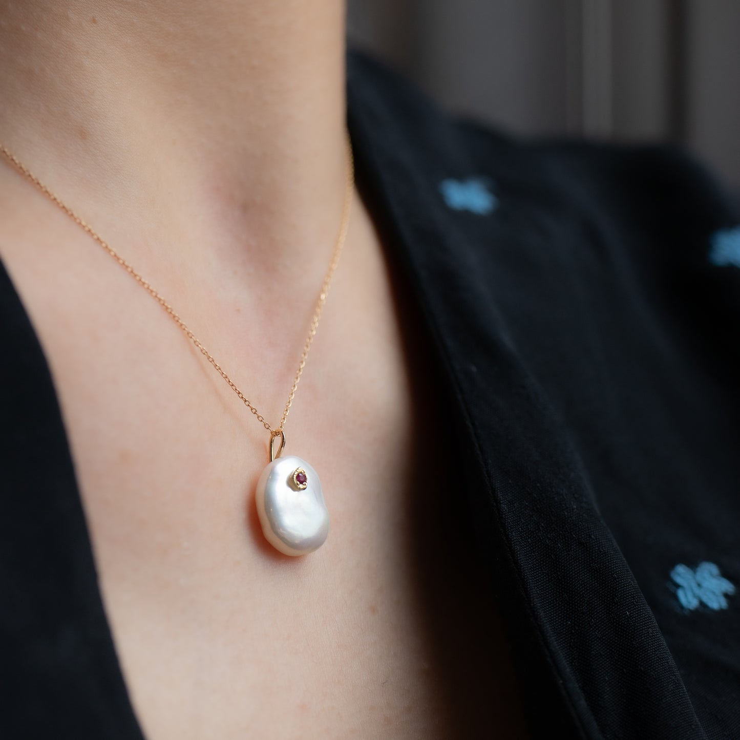Flat Necklace - Keshi Pearl -