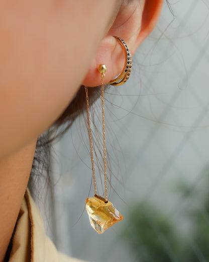 Pipe Pierced Earring - Citrine -