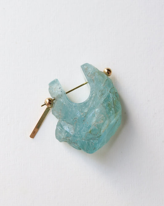 Rock Pierced Earring - Aquamarine -