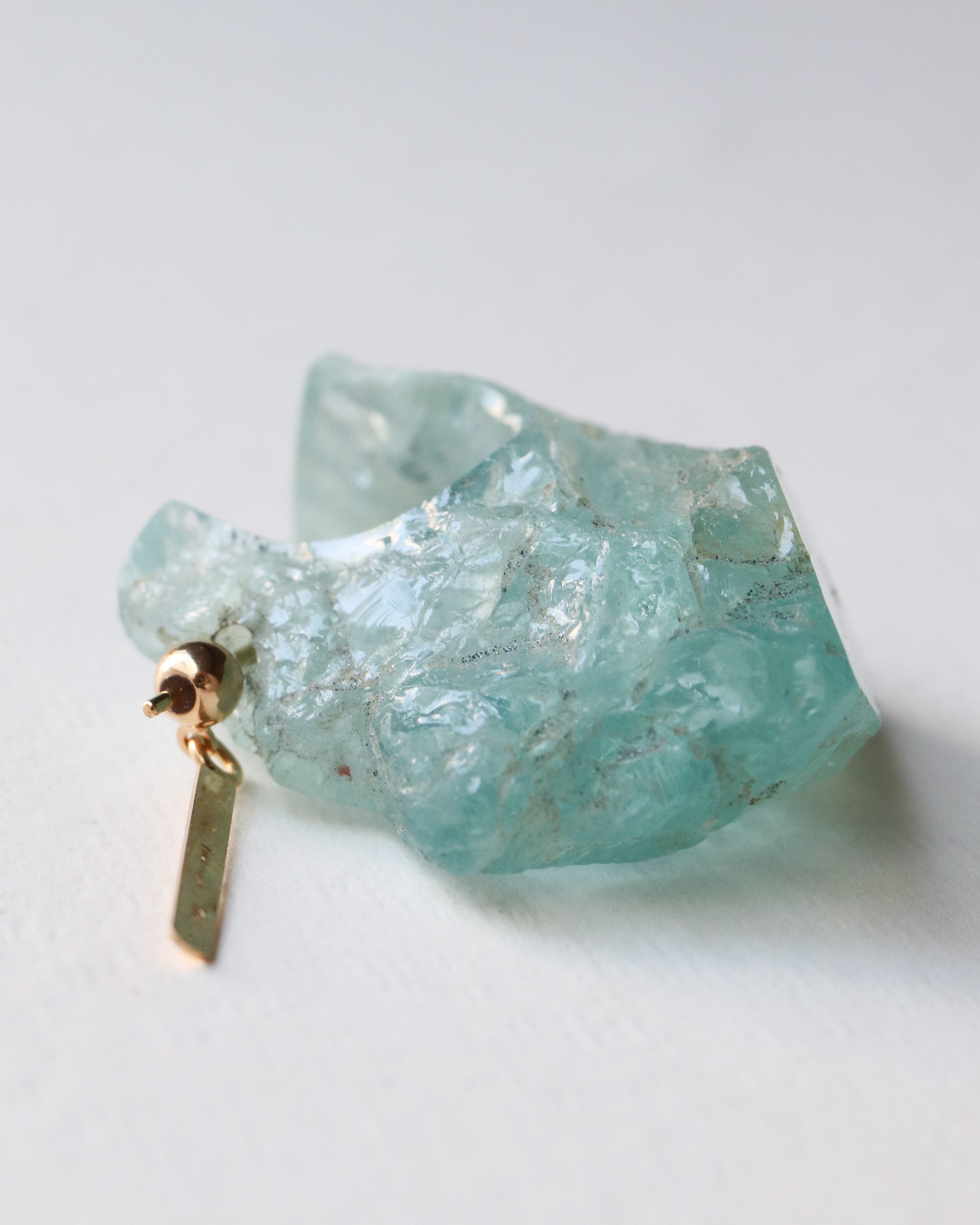 Rock Pierced Earrings - Aquamarine -