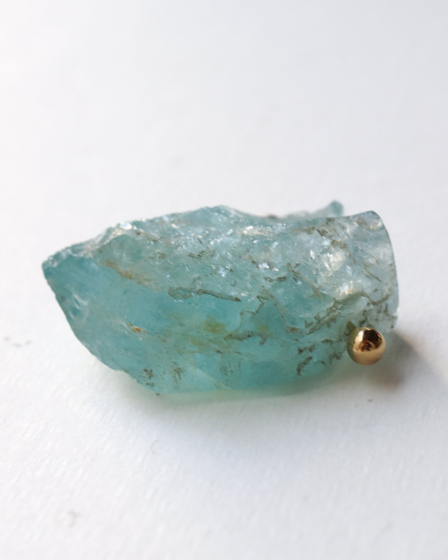 Rock Pierced Earring - Aquamarine -