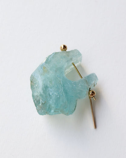 Rock Pierced Earring - Aquamarine -