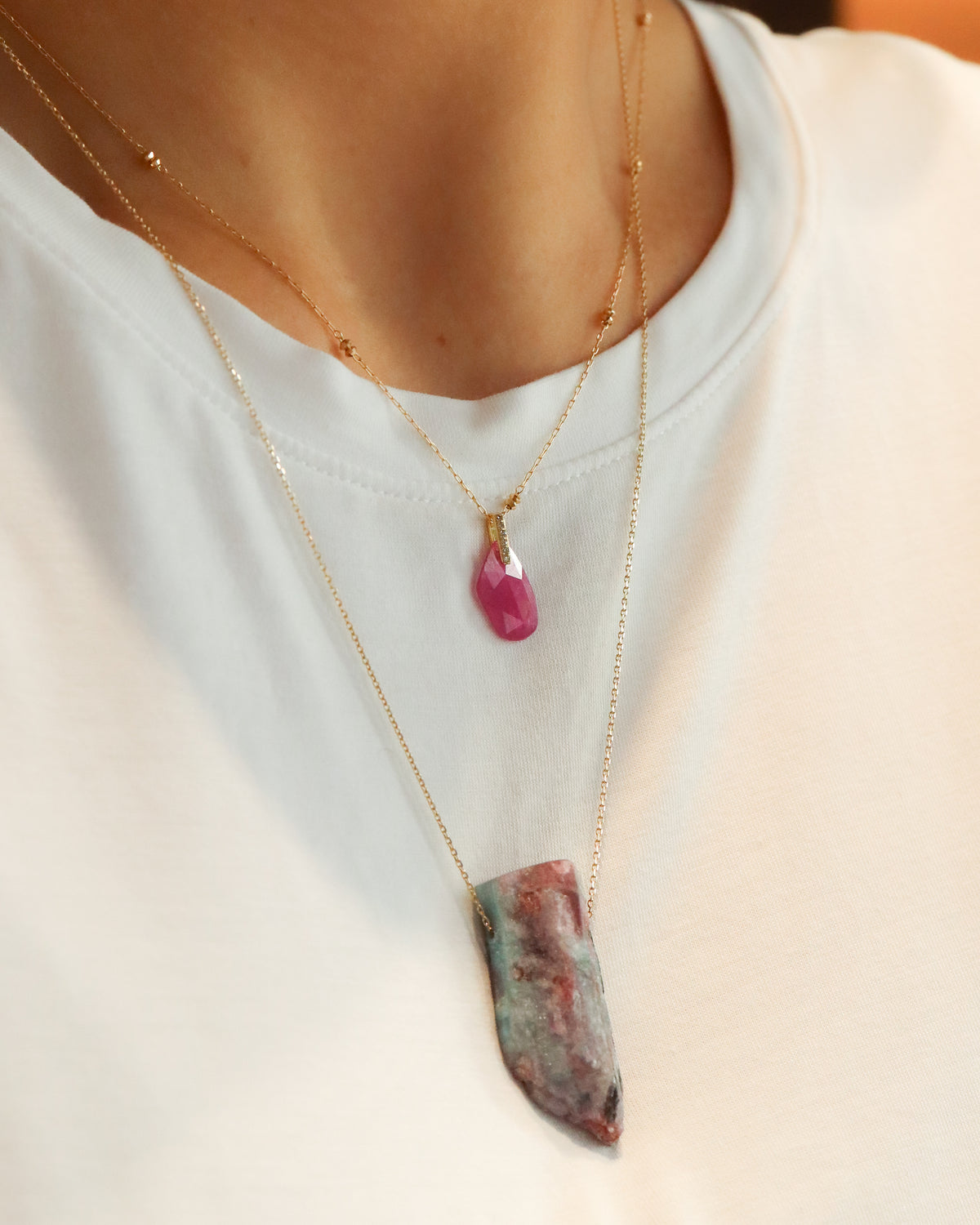 Hibiki Stone Necklace - Ruby -