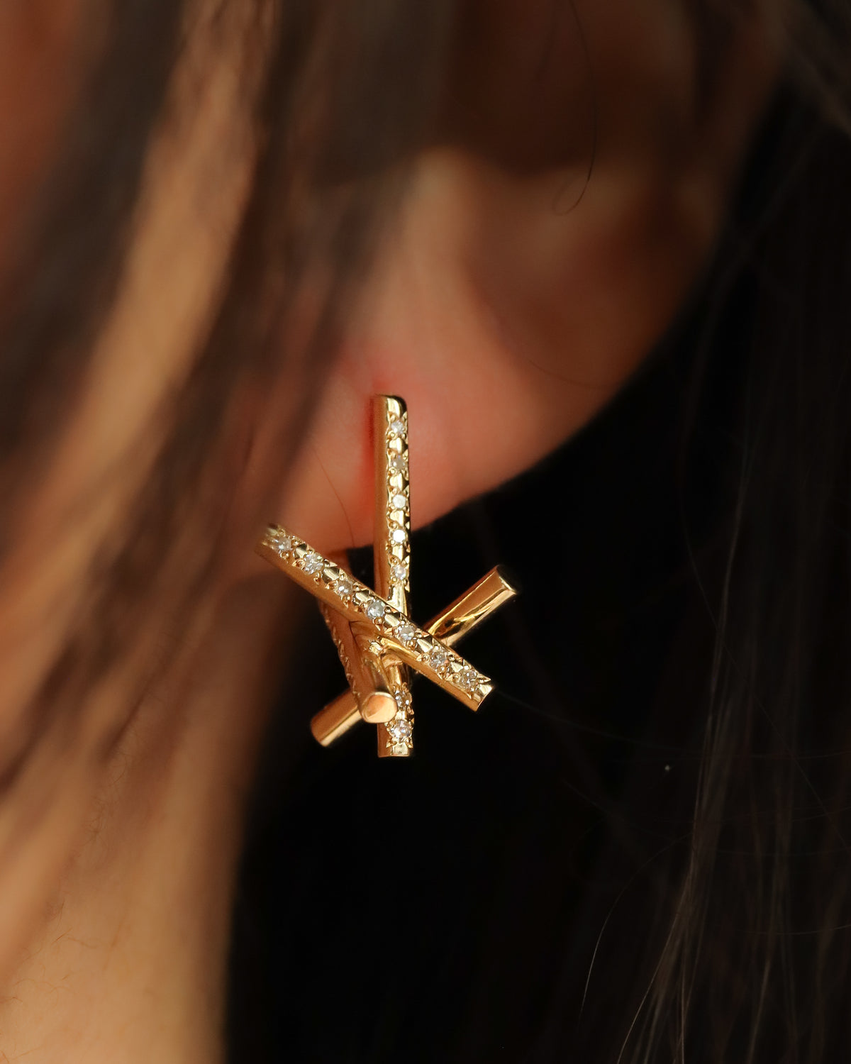 Asterism Pierced Earring - K18YG / Diamond -