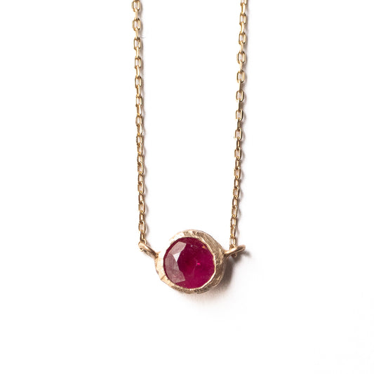 Rough collet Necklace - Ruby -