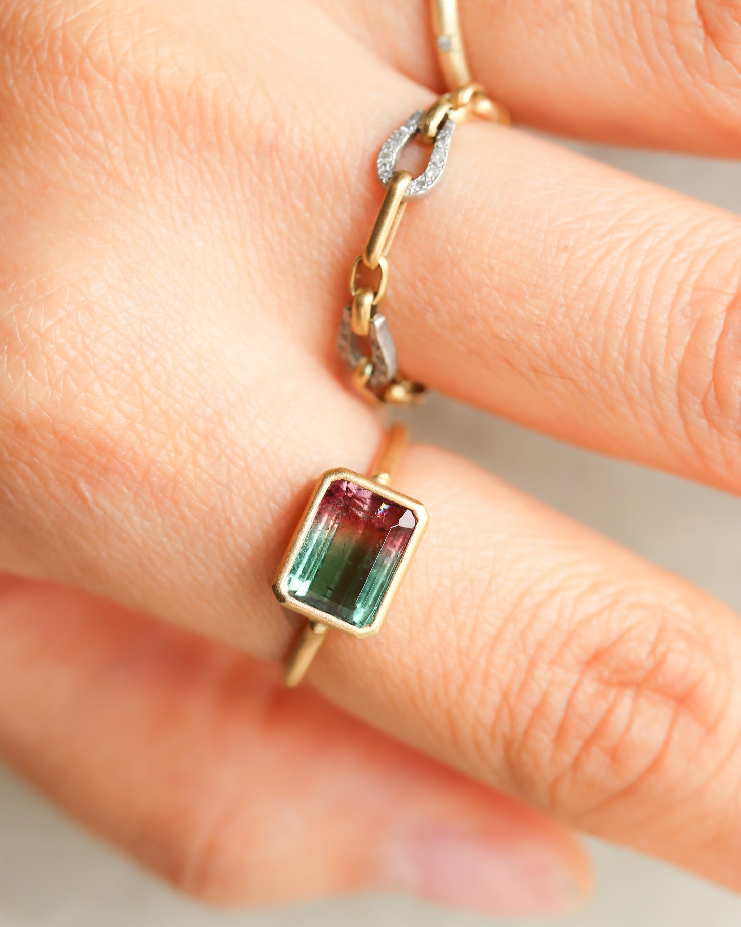 Collet Ring - Bicolor Tourmaline -