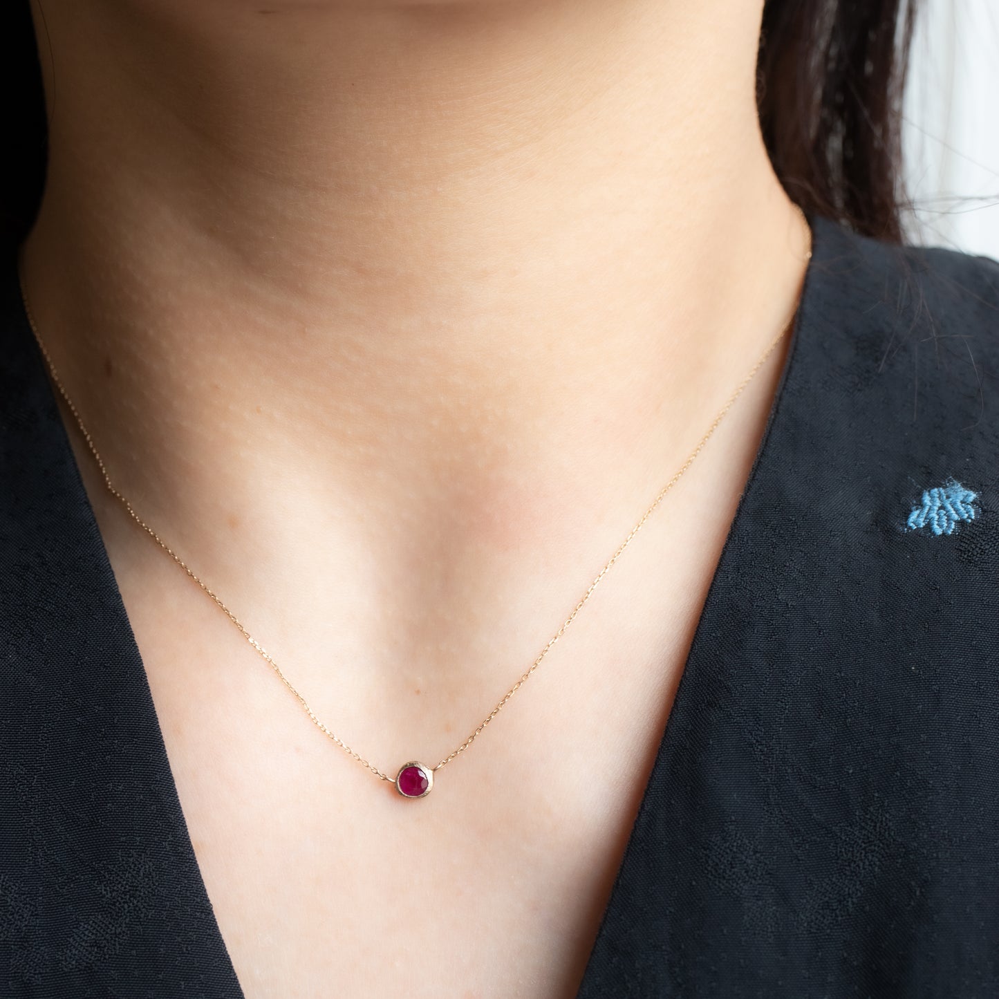 Rough Collet Necklace - Ruby -