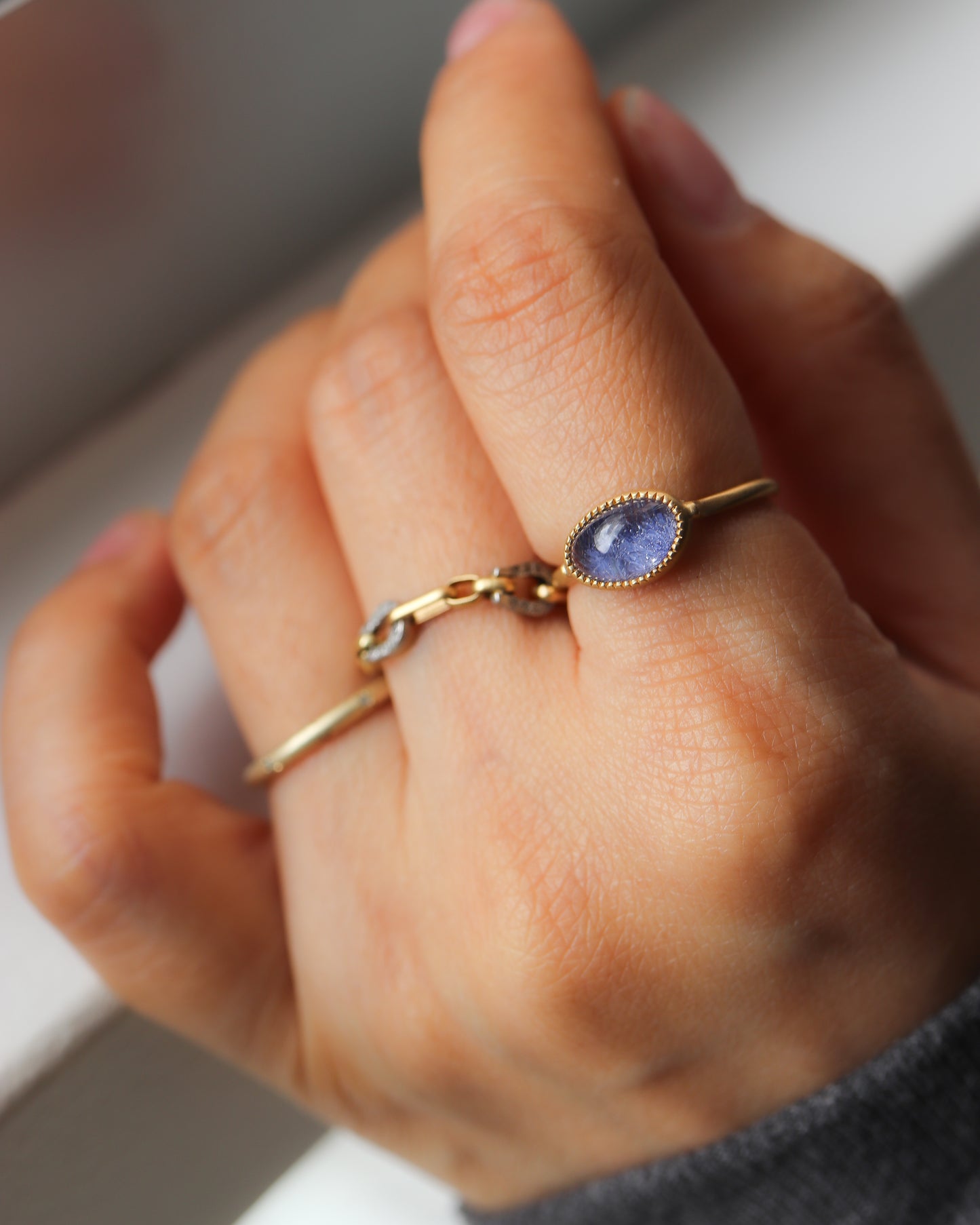 Milgrain Ring - Dumortierite in Quartz -