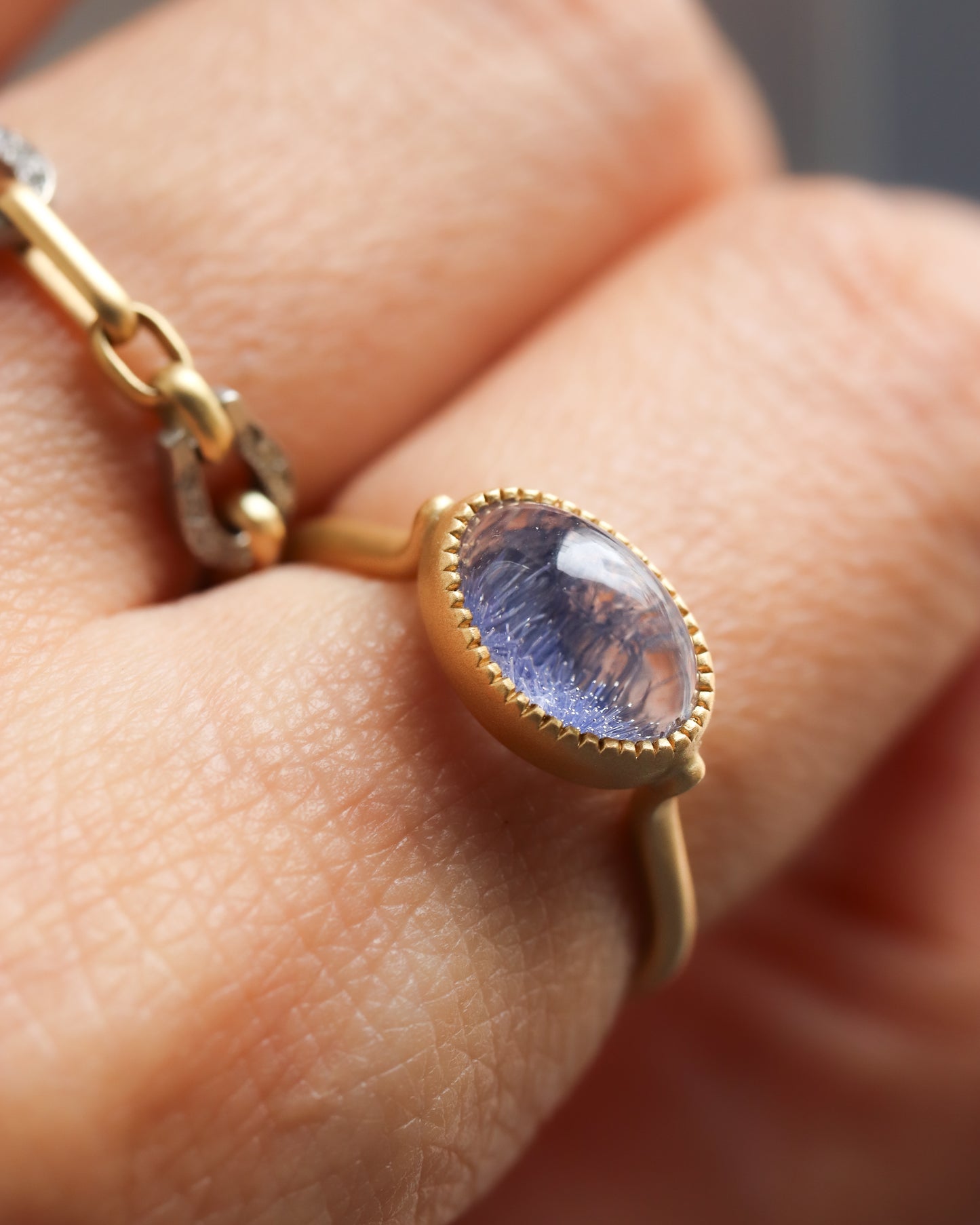 Milgrain Ring - Dumortierite in Quartz -