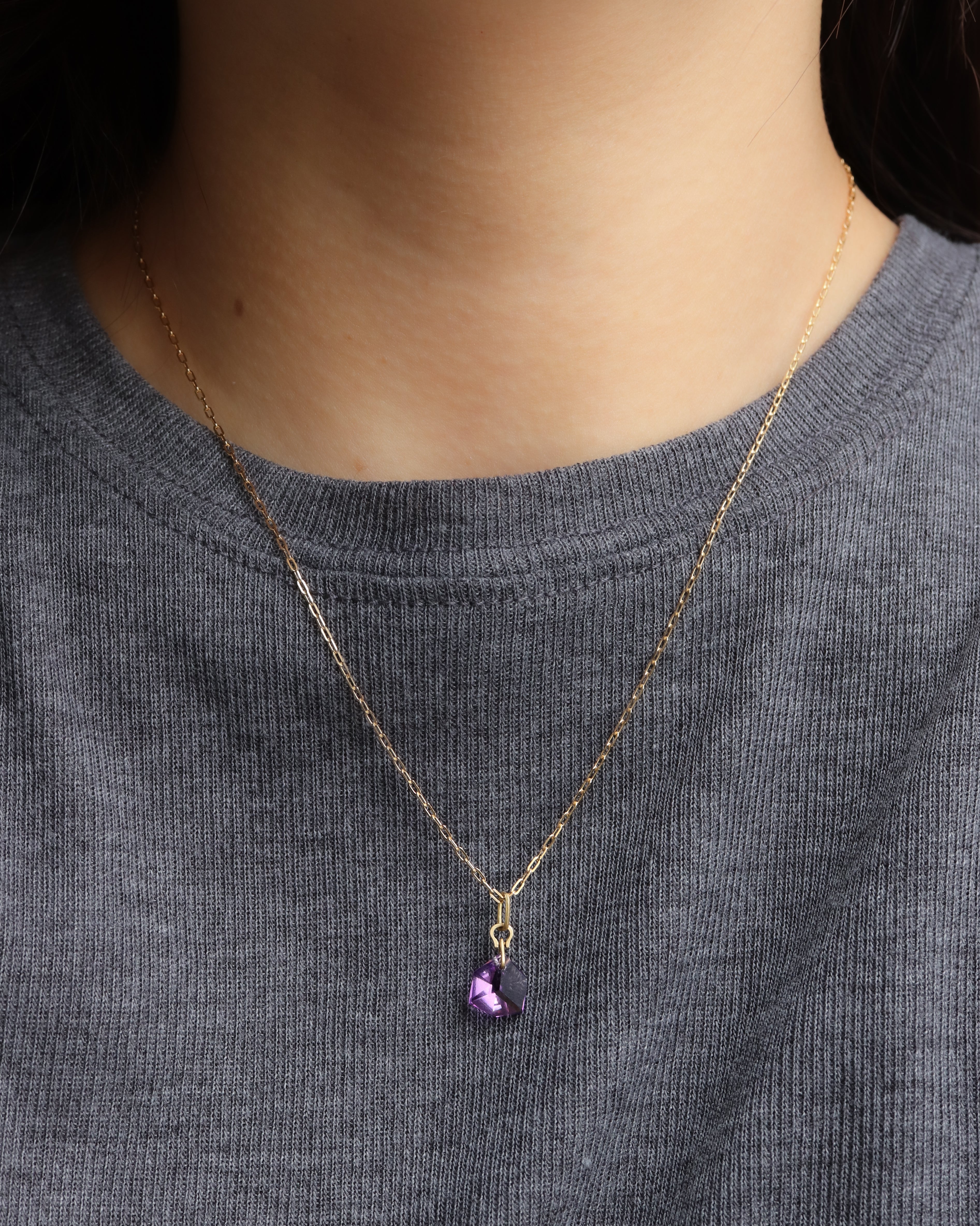 Horse Shoe Ring Necklace - Amethyst -