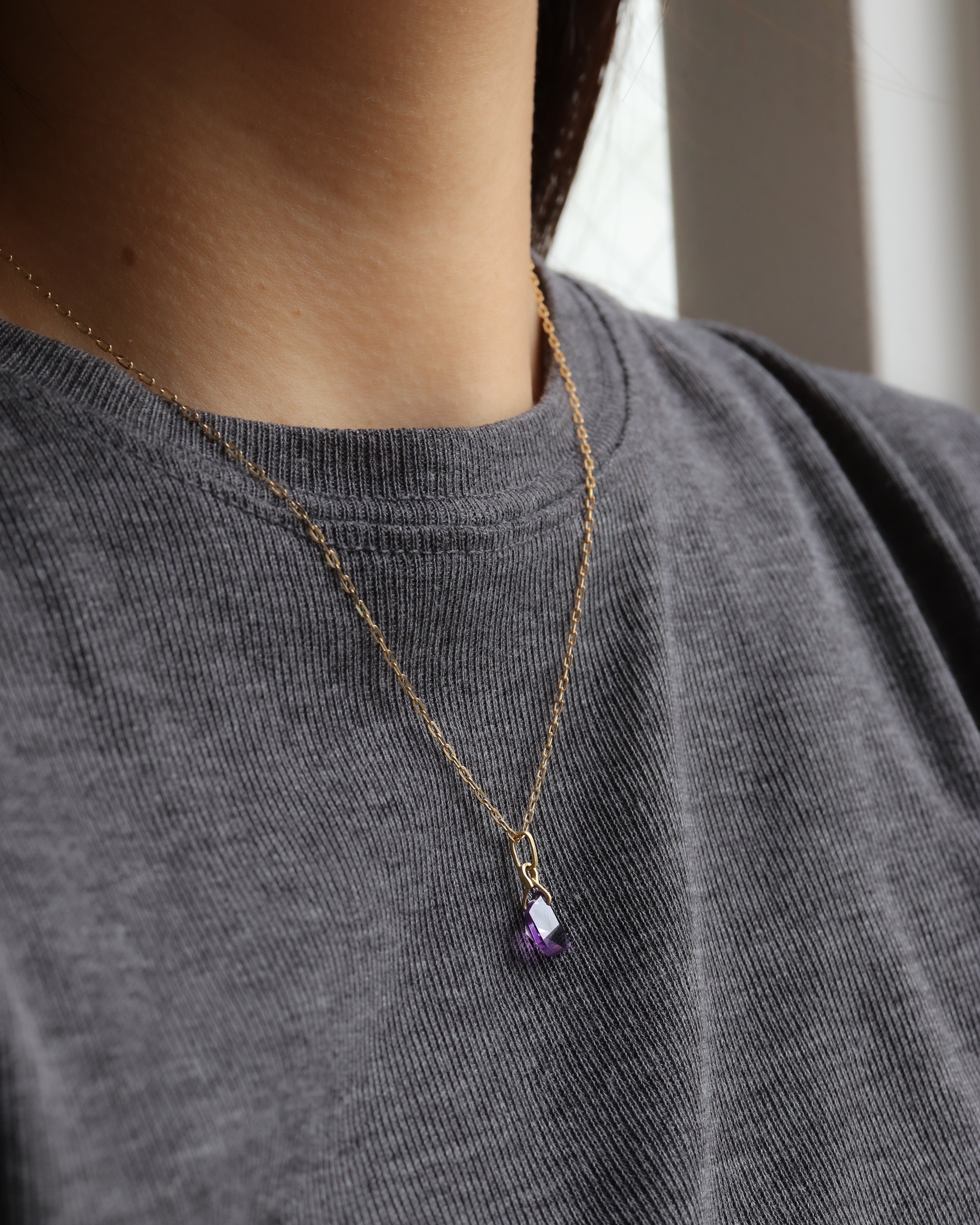 Horse Shoe Ring Necklace - Amethyst -