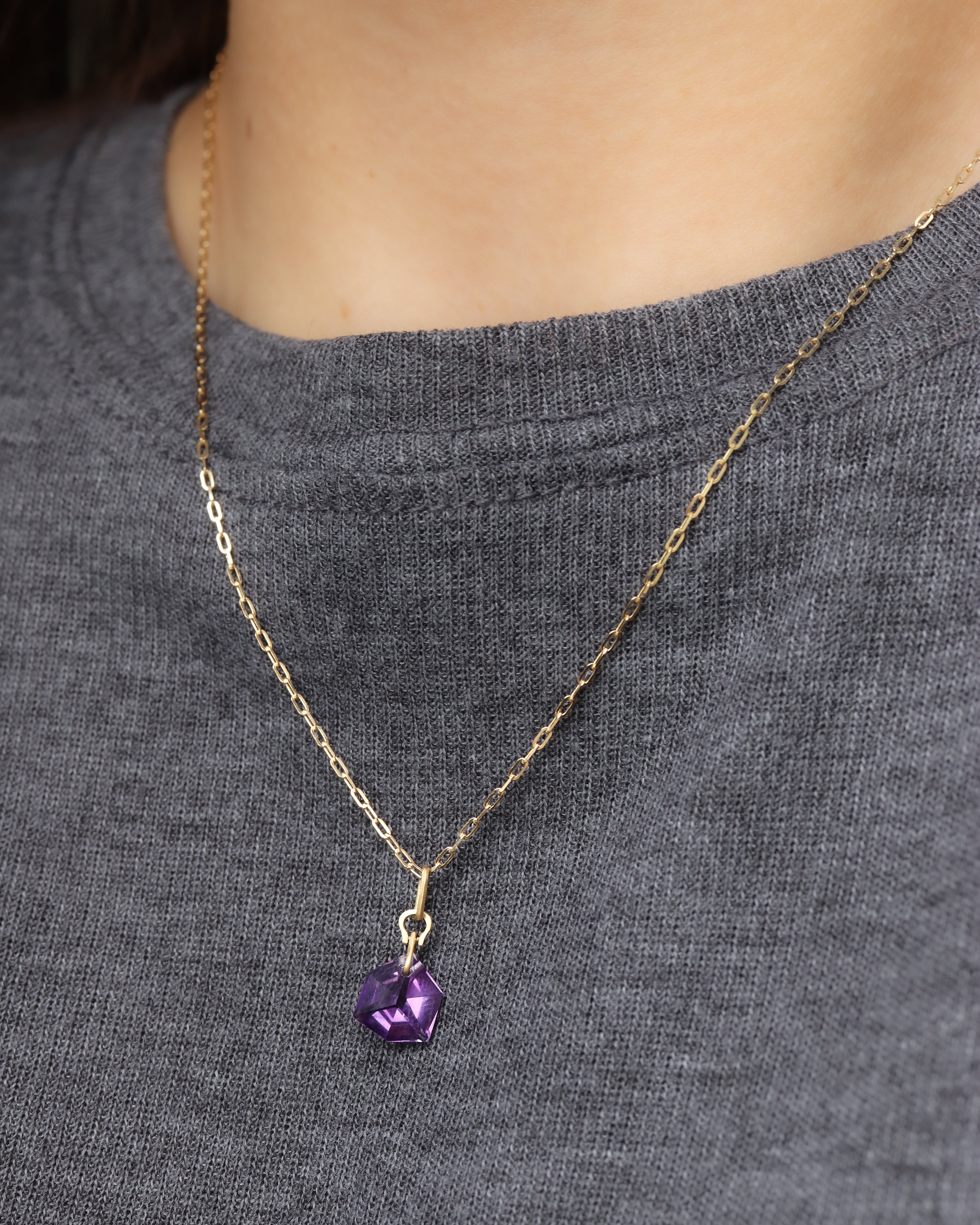 Horse Shoe Ring Necklace - Amethyst -