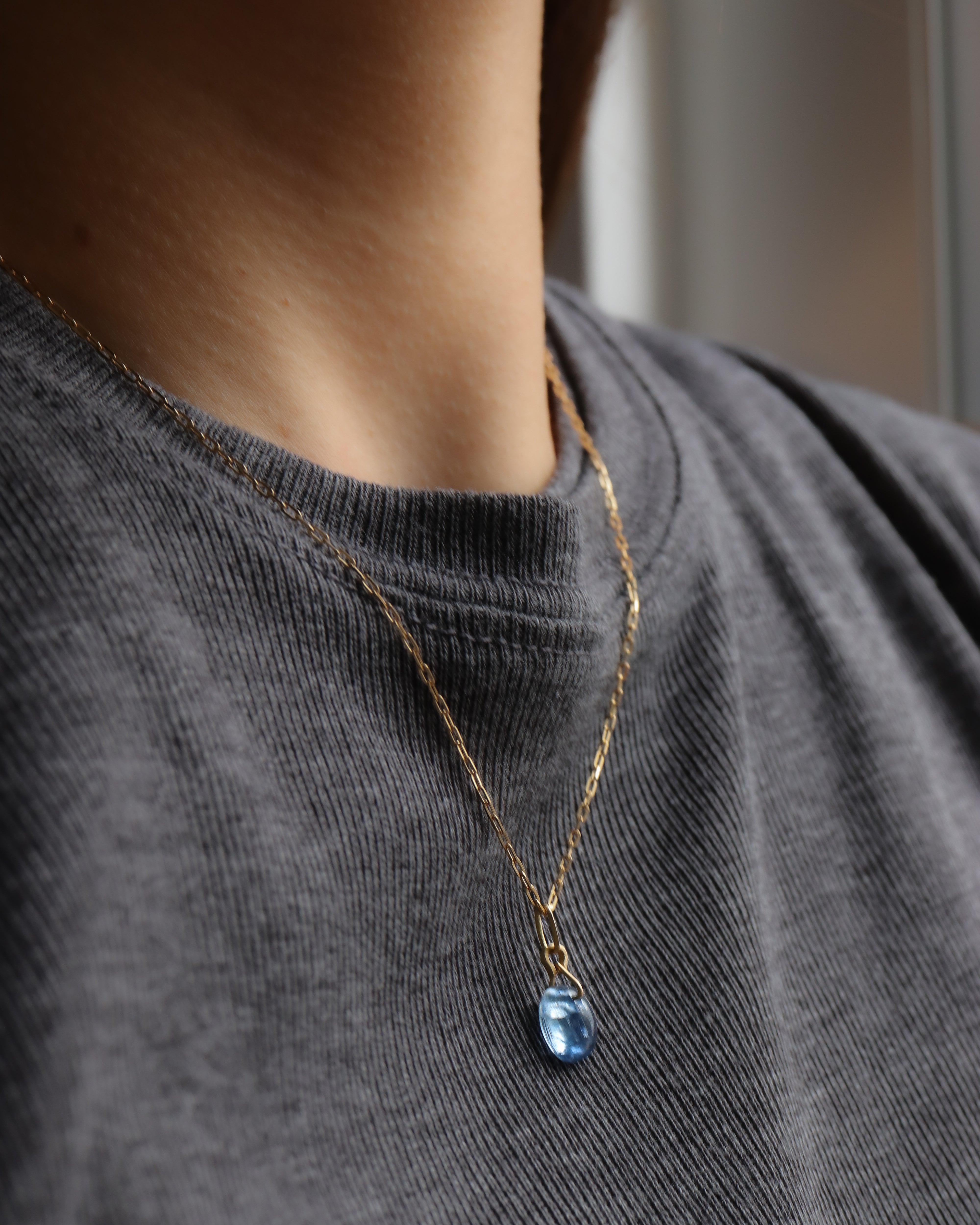 Horse Shoe Ring Necklace - kyanite -
