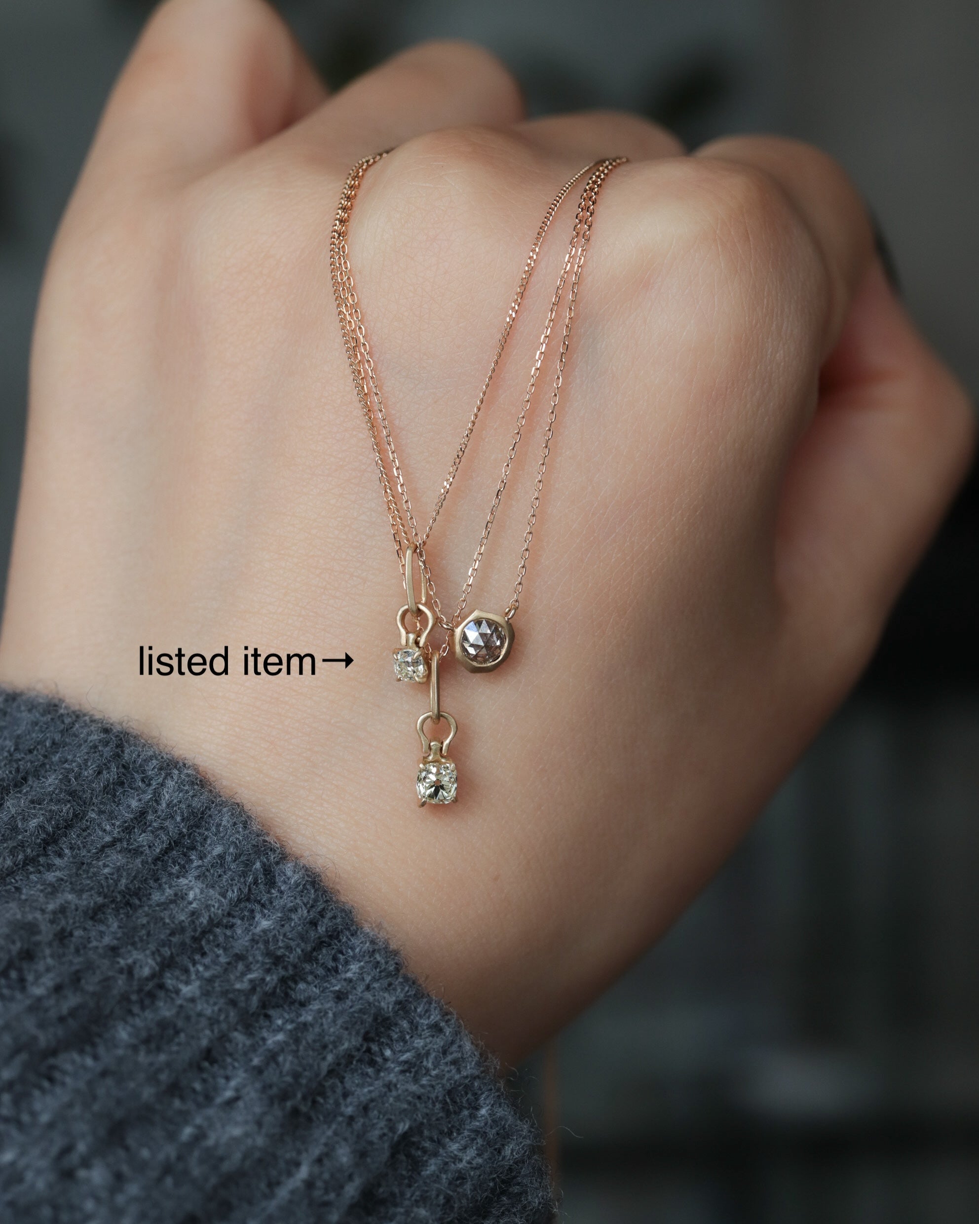 HorseShoe Prong Necklace - Diamond -