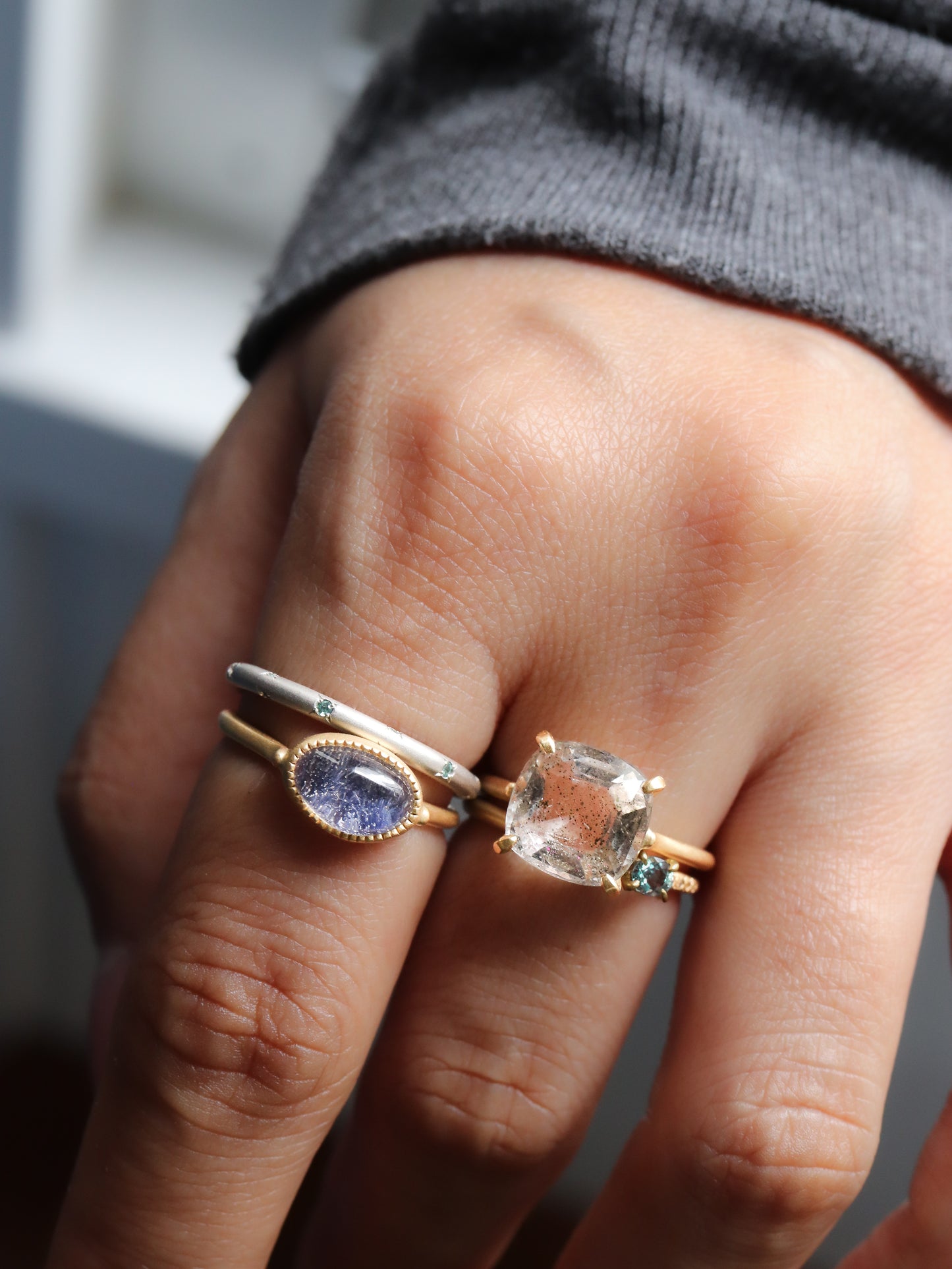 Prong Ring - Pink Fire Quartz -