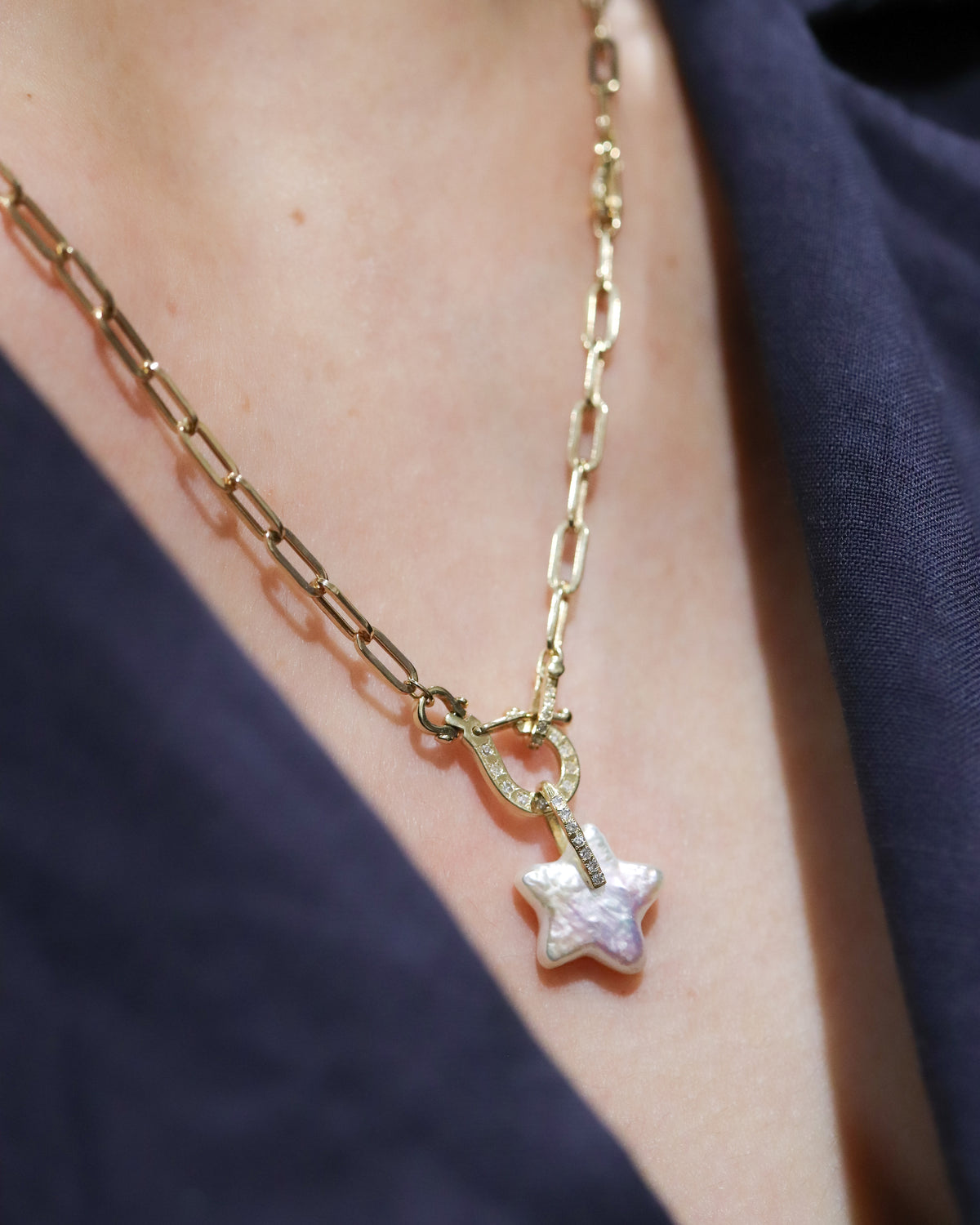 Hibiki Stone Necklace - Pearl / Diamond -
