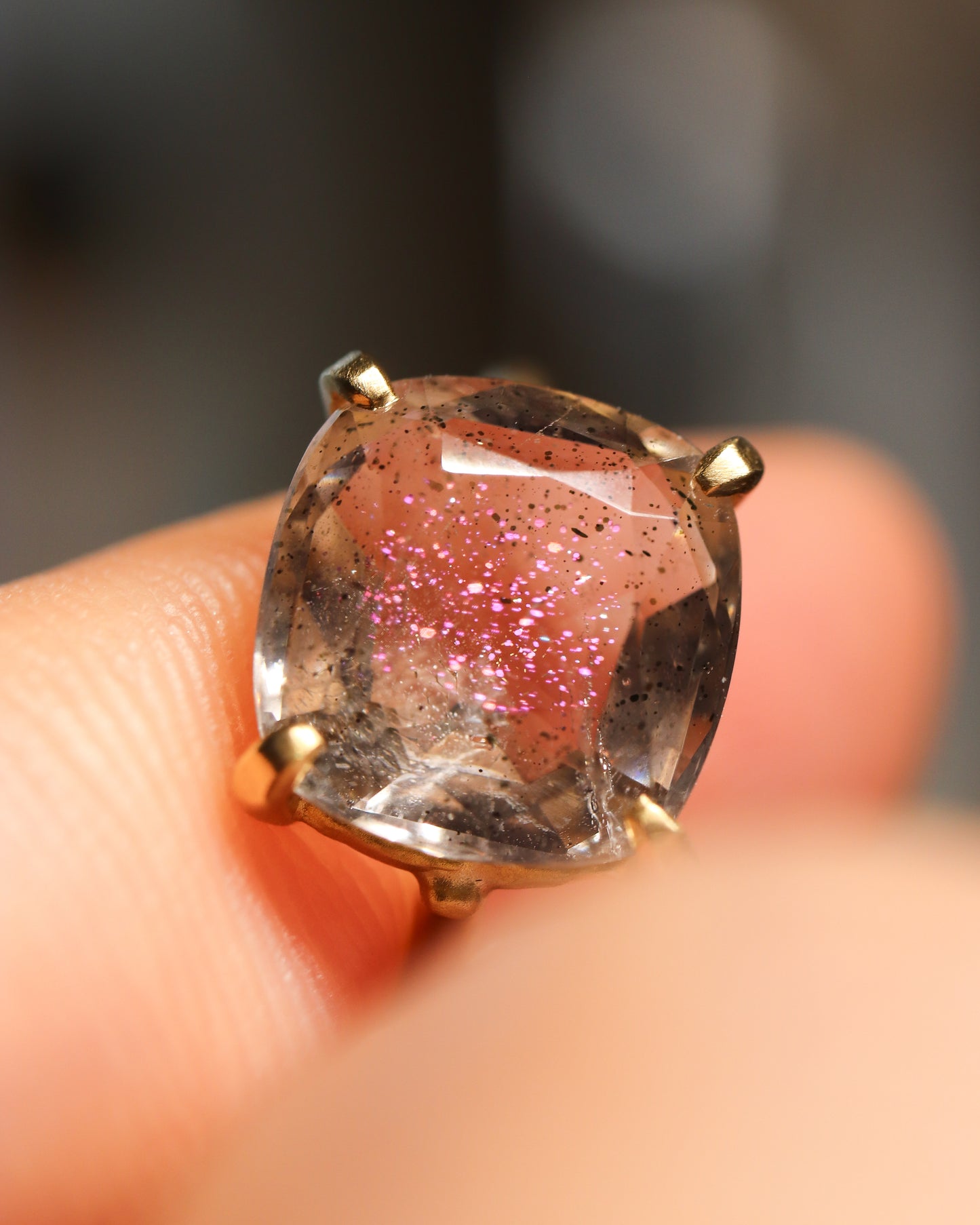 Prong Ring - Pink Fire Quartz -