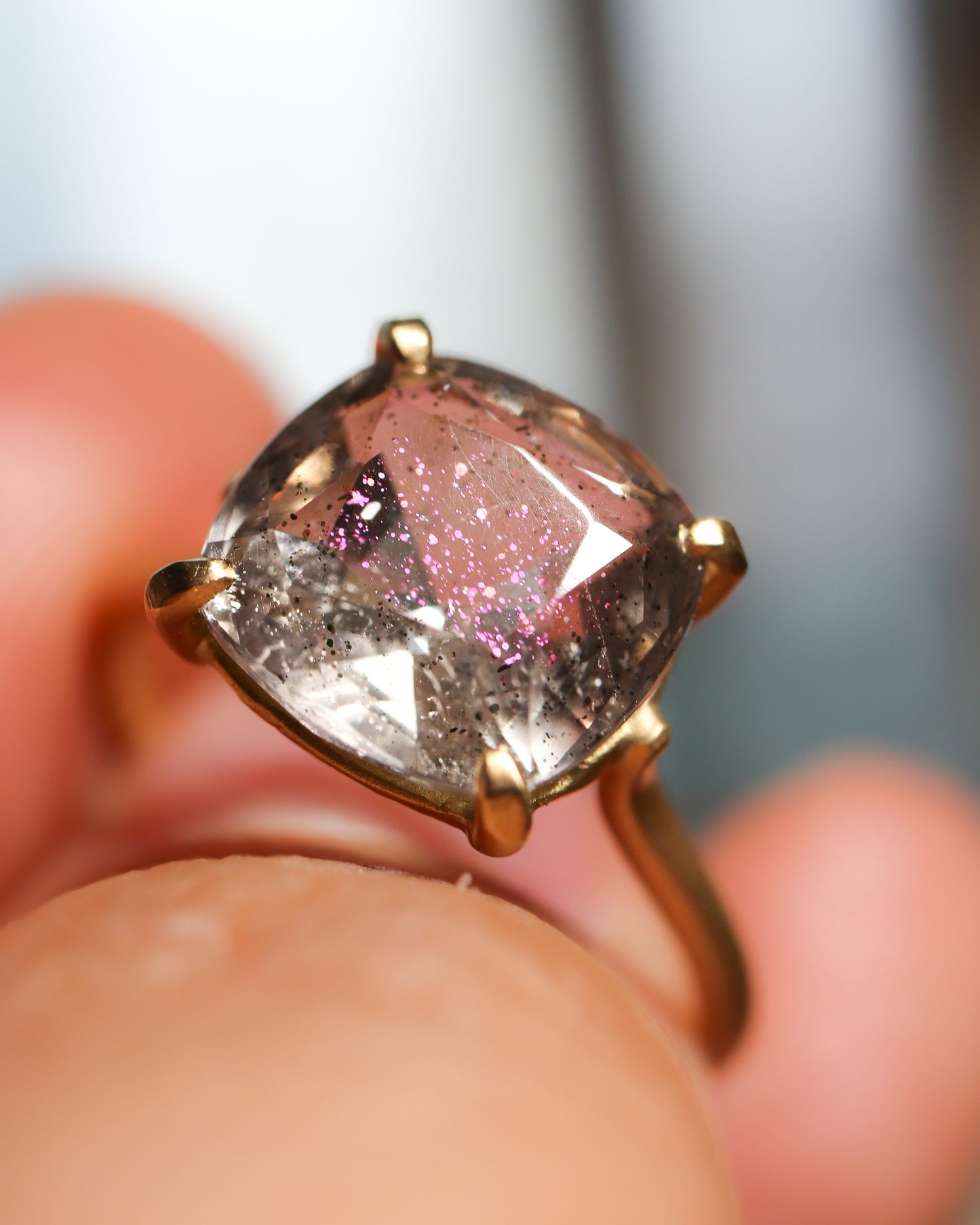 Prong Ring - Pink Fire Quartz -