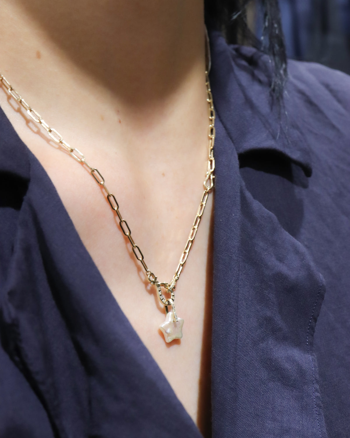 Hibiki Stone Necklace - Pearl / Diamond -