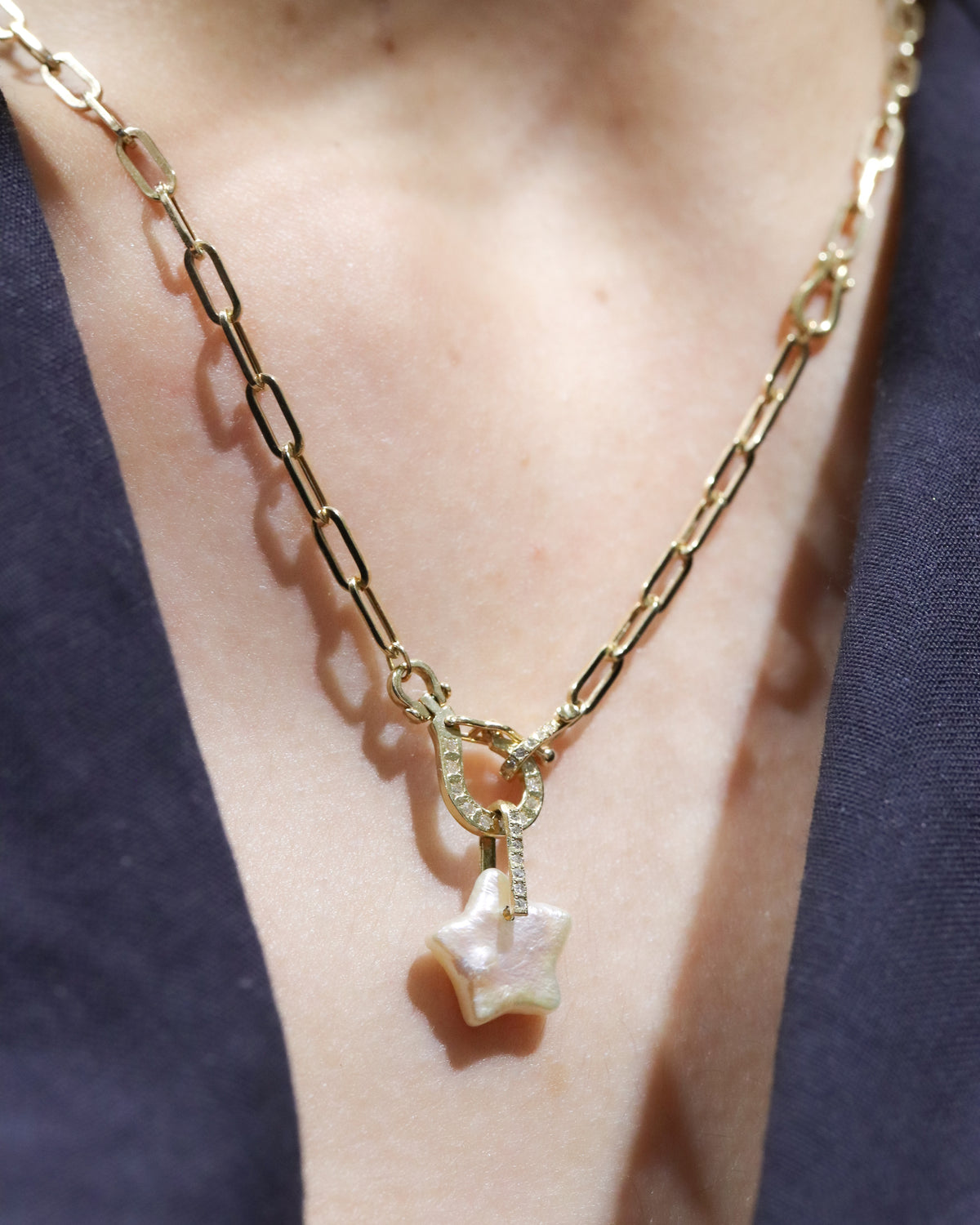 Hibiki Stone Necklace - Pearl / Diamond -