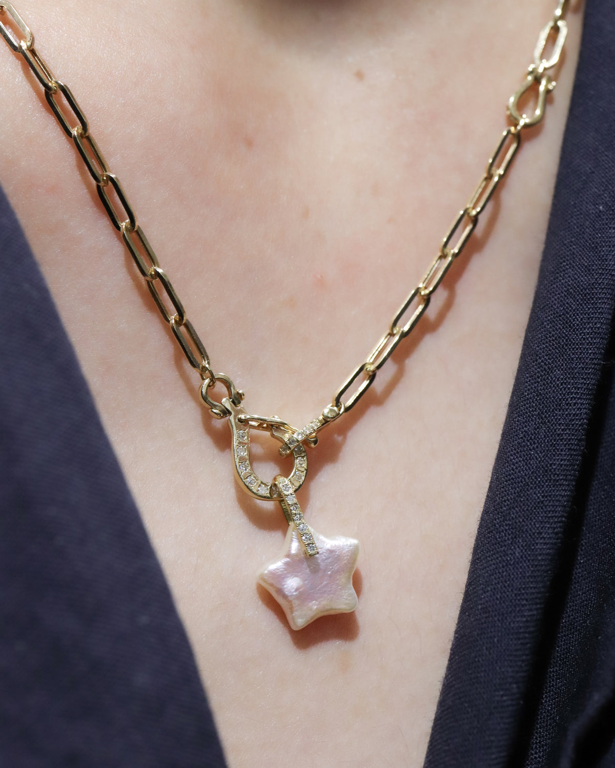Hibiki Stone Necklace - Pearl / Diamond -