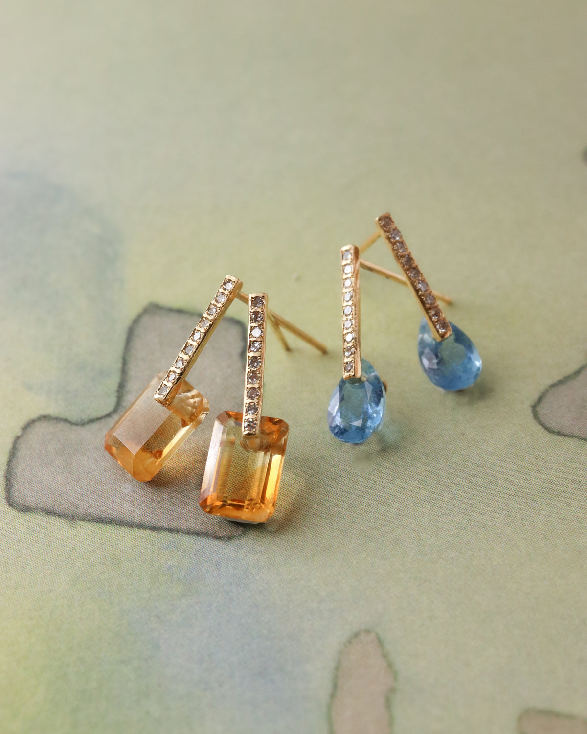 Hibiki Stone Pierced Earring - Aquamarine -