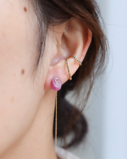 Flat Pierced Earring - Ruby -