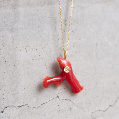 Flat Necklace - Coral -