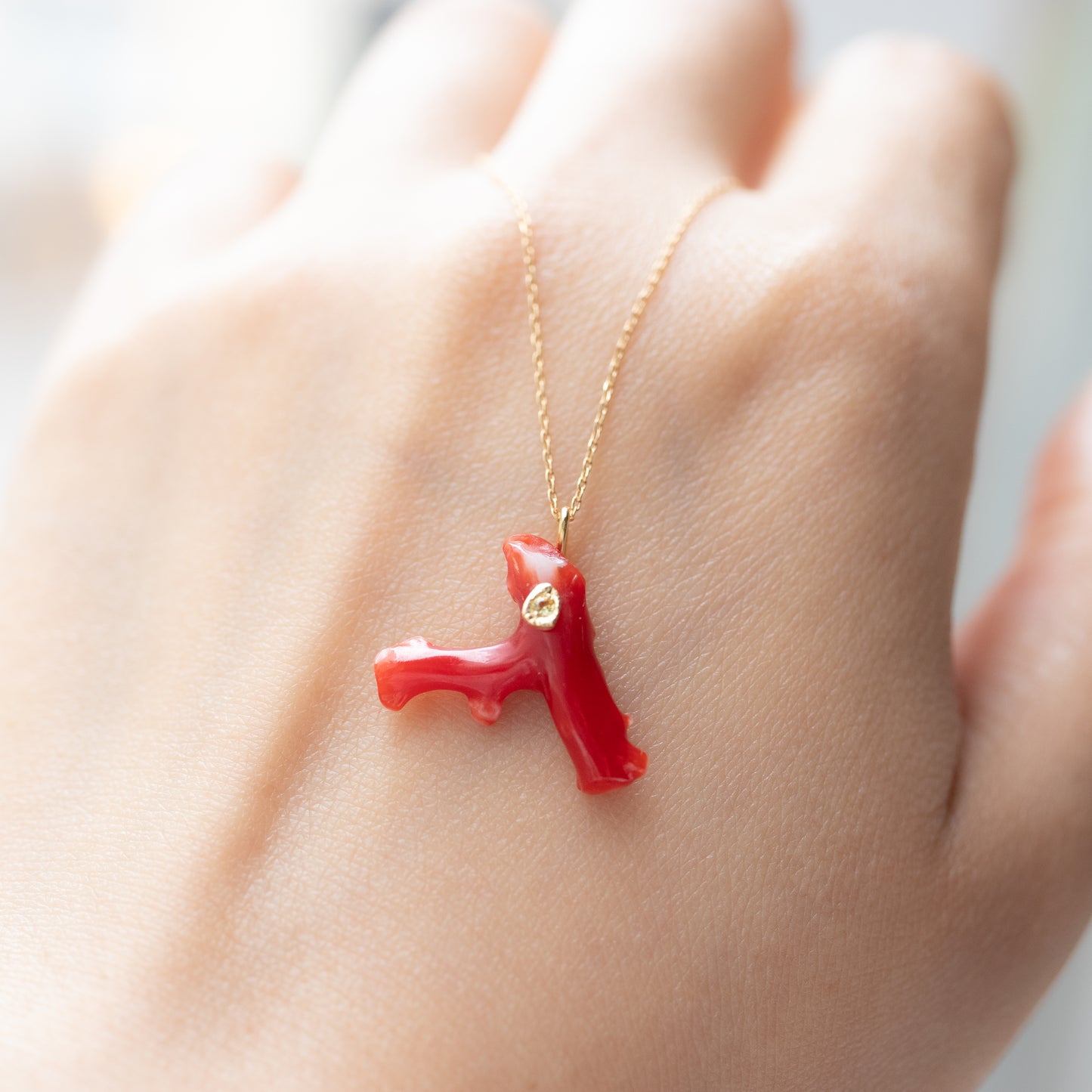 Flat Necklace - Coral -