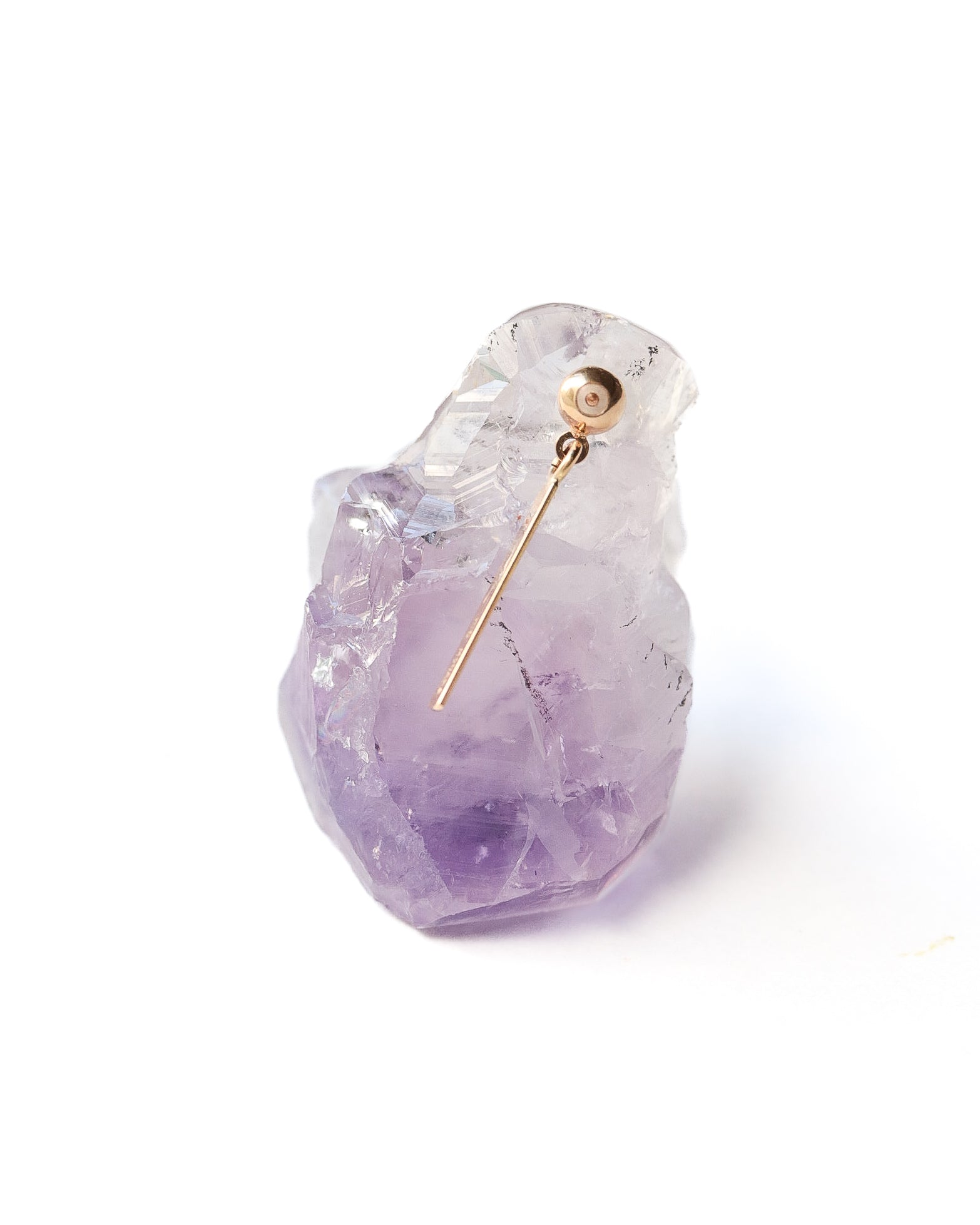 Rock Pierced Earring - Amethyst -
