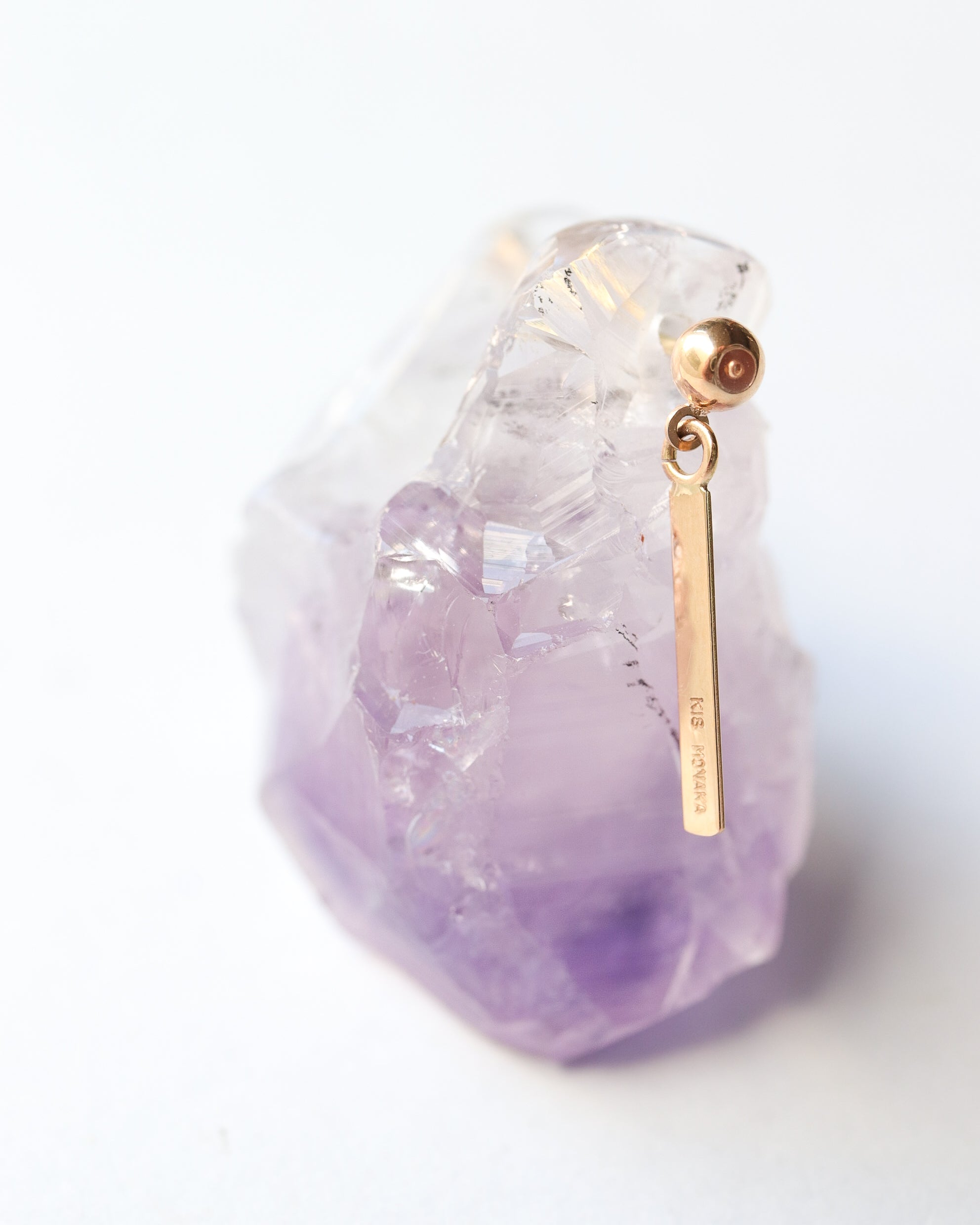Rock Pierced Earring - Amethyst -