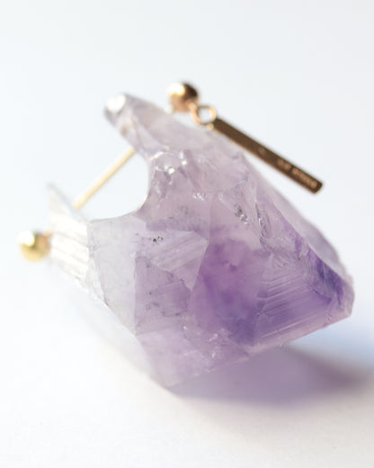 Rock Pierced Earrings - Amethyst -