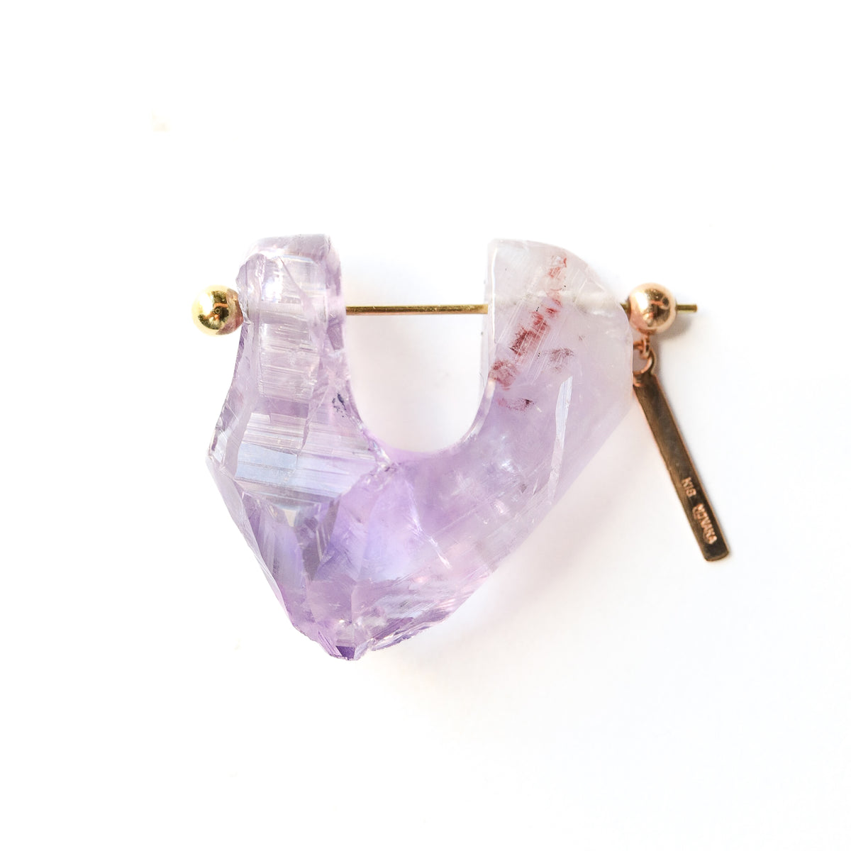 Rock Pierced Earring - Amethyst -