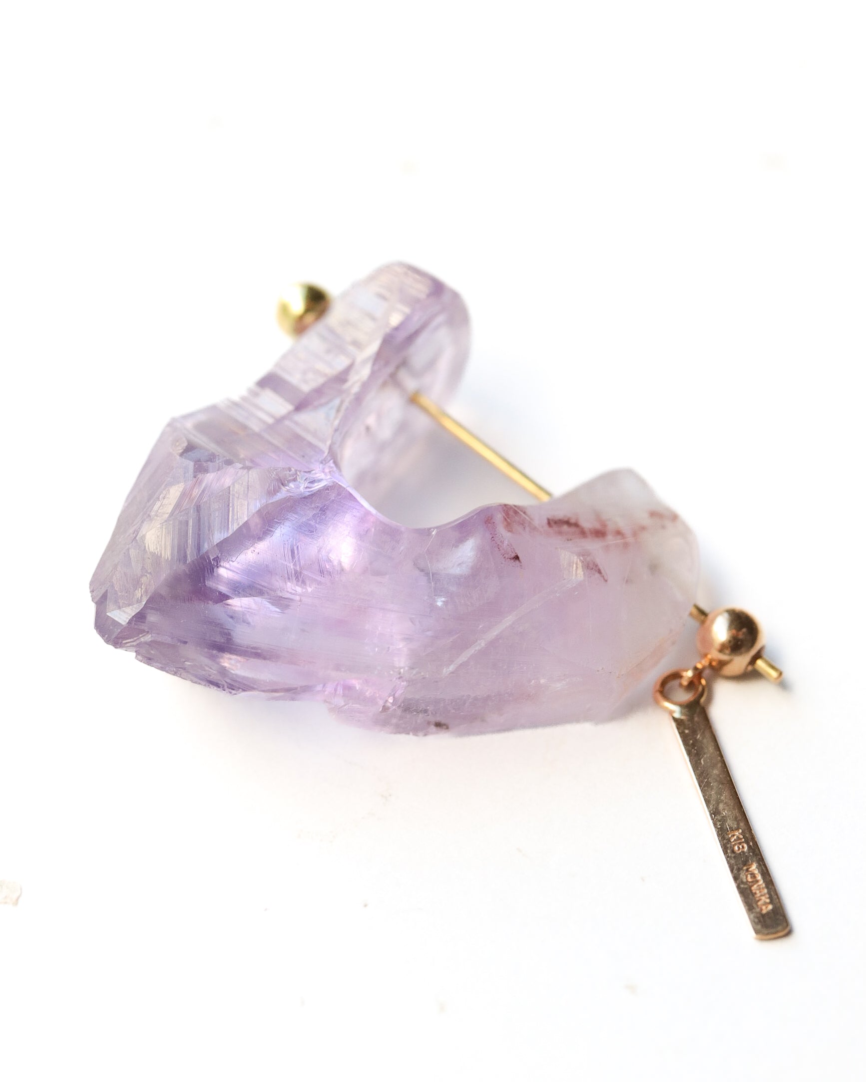 Rock Pierced Earring - Amethyst -