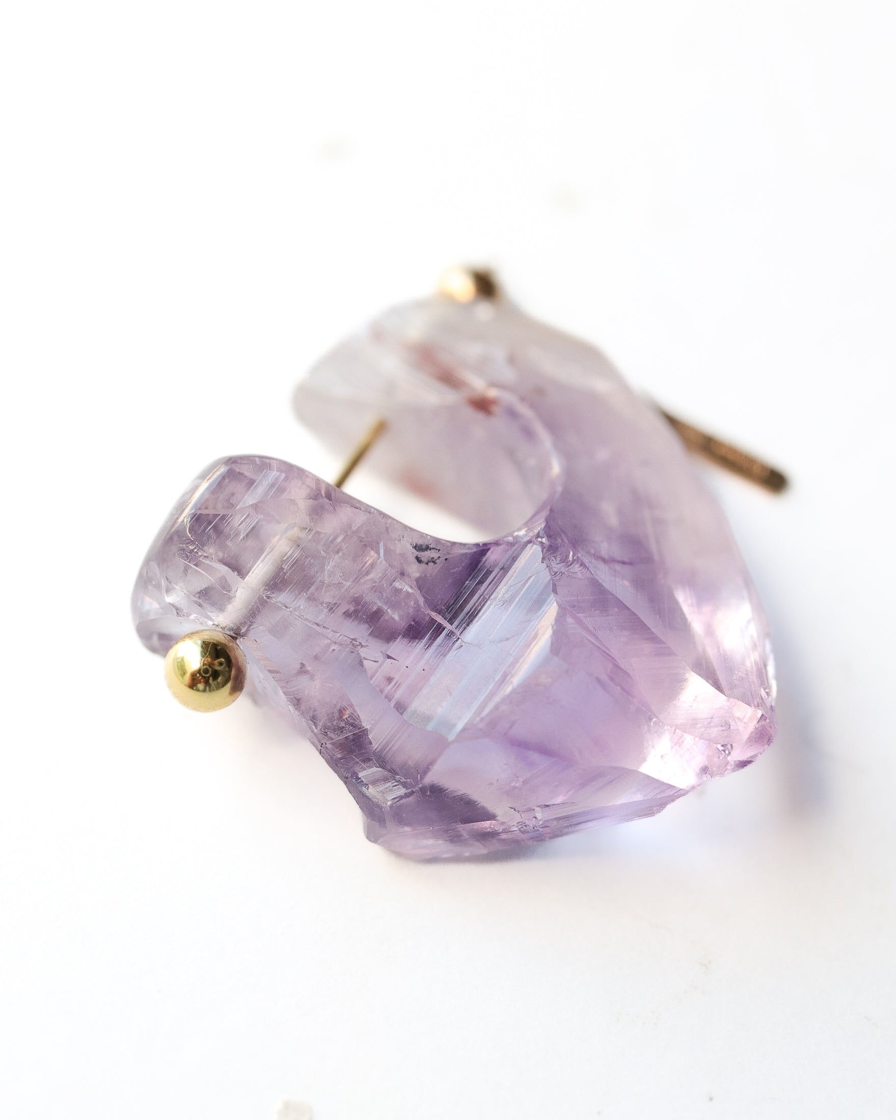 Rock Pierced Earring - Amethyst -