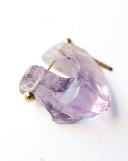 Rock Pierced Earrings - Amethyst -