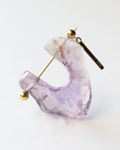 Rock Pierced Earrings - Amethyst -