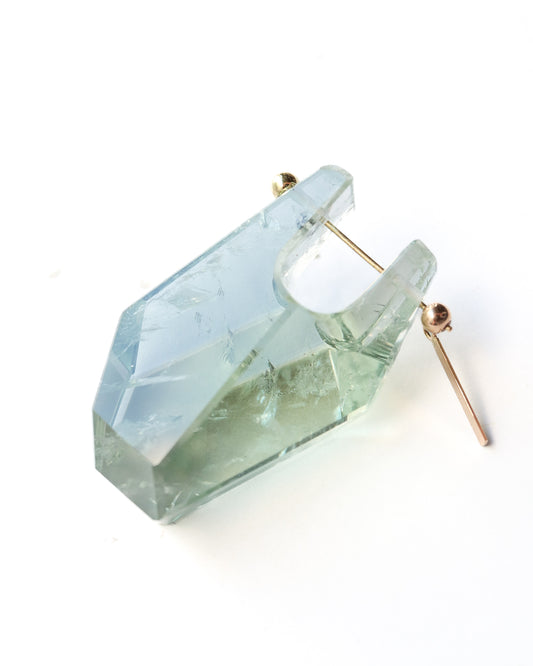 Rock Pierced Earrings - Green Amethyst -