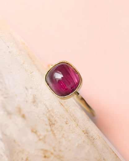 Milgrain Ring - Rubellite Cat's Eye-