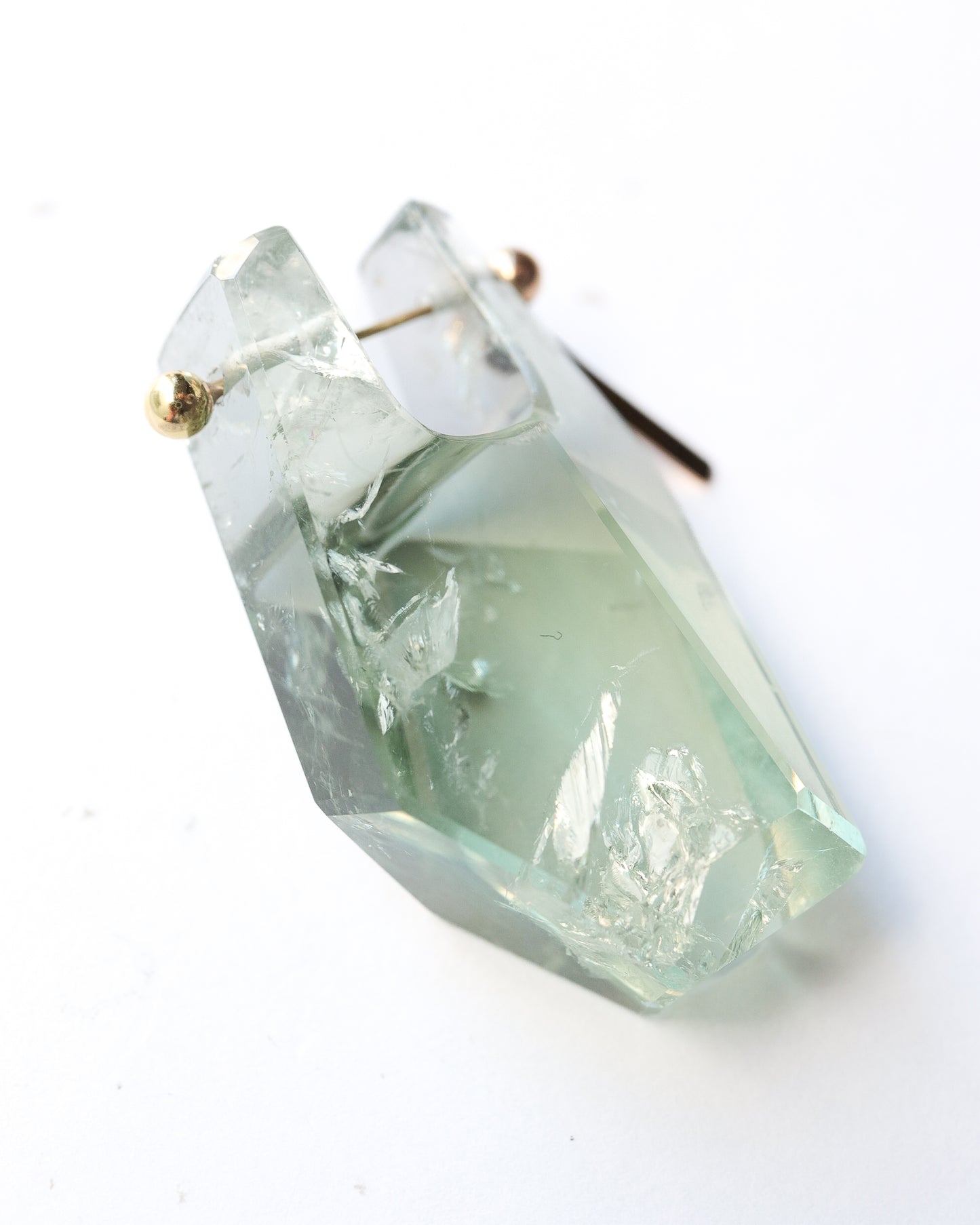 Rock Pierced Earrings - Green Amethyst -