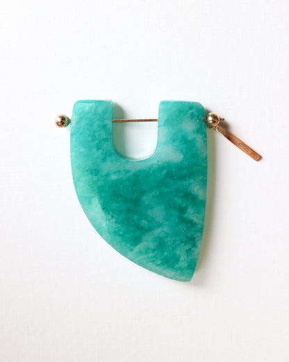 Rock Pierced Earring - Amazonite -