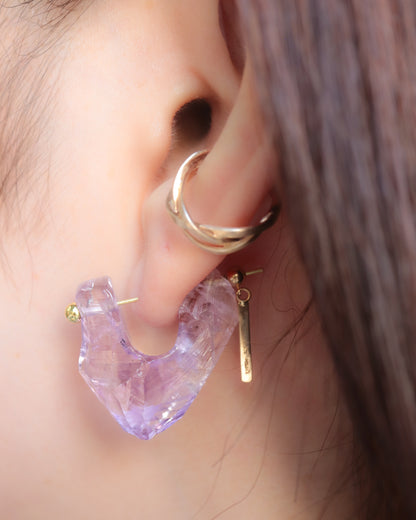 Rock Pierced Earrings - Amethyst -