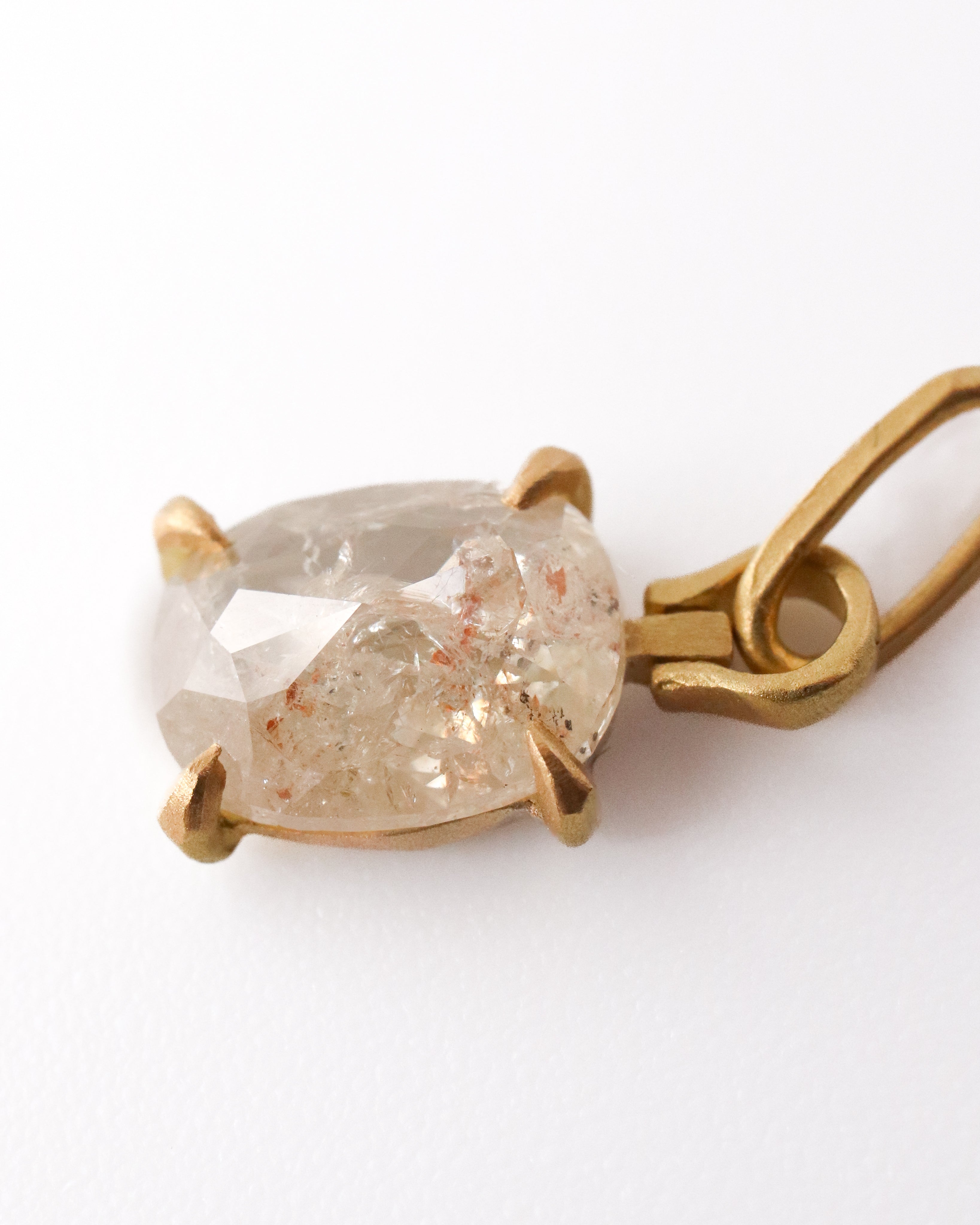 Horse Shoe Prong Necklace - Natural Diamond -