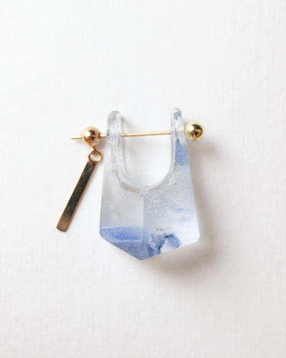 Rock Pierced Earring - Dumortierite in Quartz -