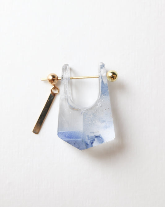 Rock Pierced Earring - Dumortierite in Quartz -