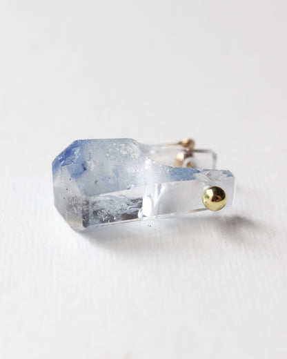 Rock Pierced Earring - Dumortierite in Quartz -