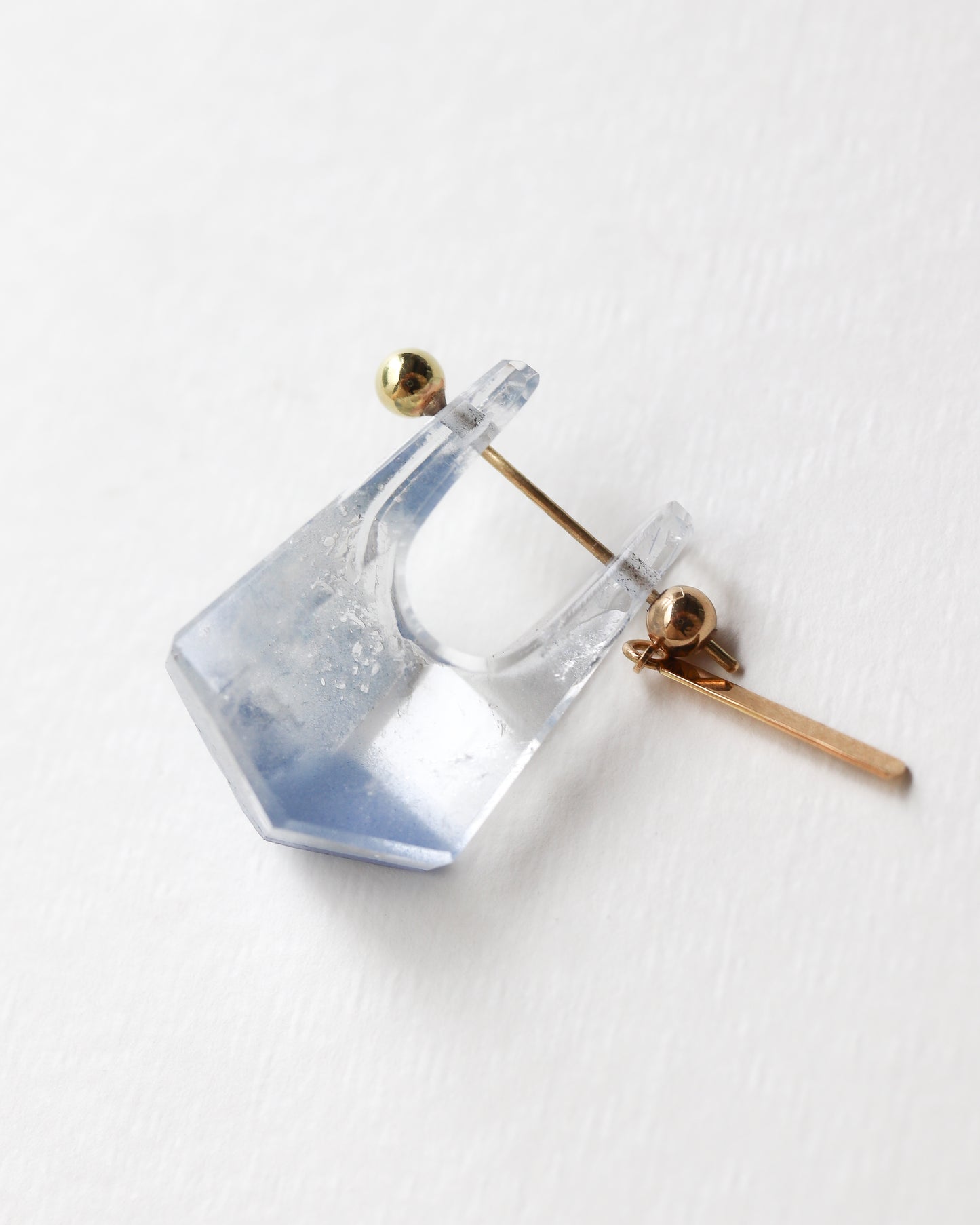 Rock Pierced Earring - Dumortierite in Quartz -