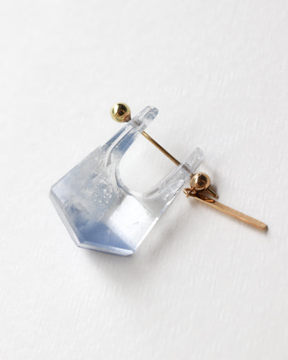 Rock Pierced Earring - Dumortierite in Quartz -
