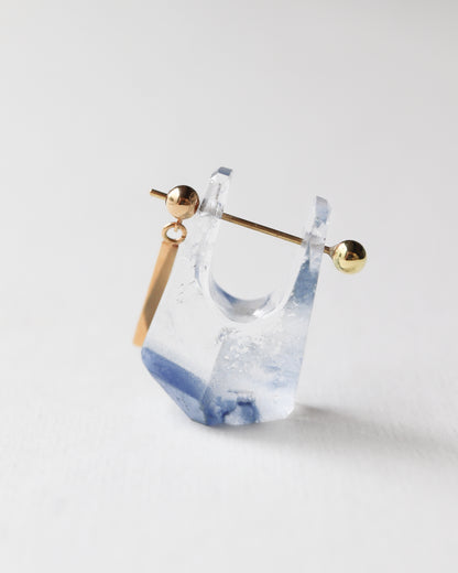 Rock Pierced Earring - Dumortierite in Quartz -