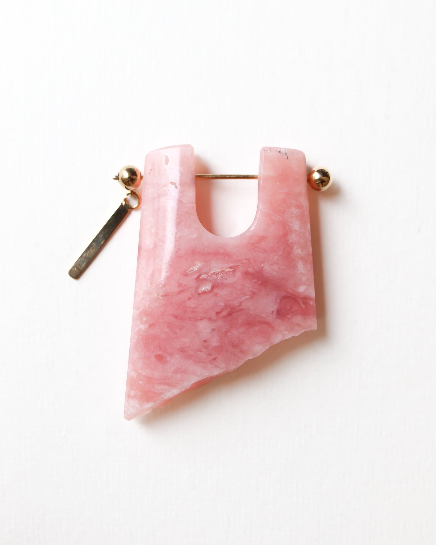 Rock Pierced Earring - Pink Opal -